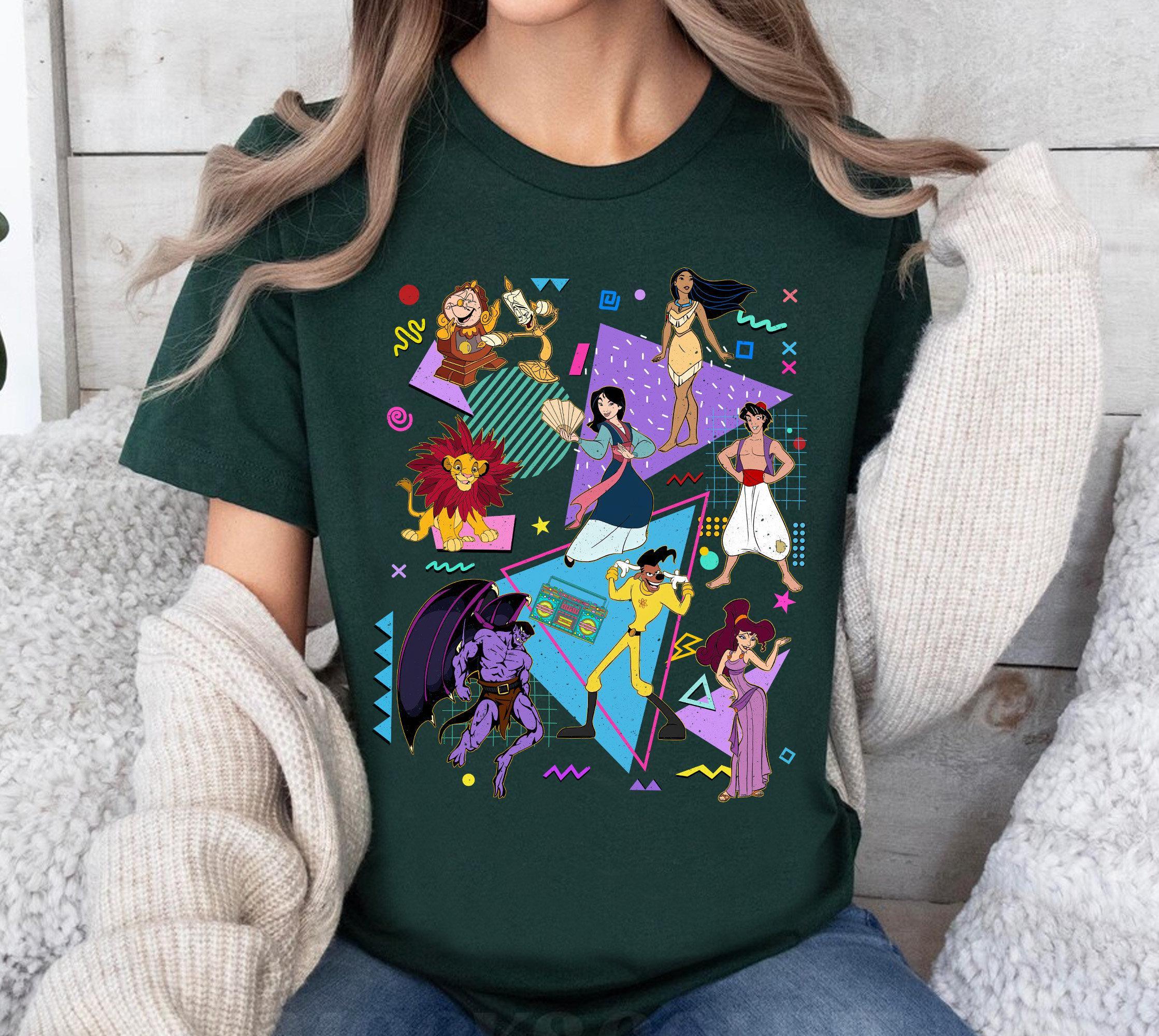 Retro 90s Disney Characters Shirt, Powerline Aladdin Megara Mulan