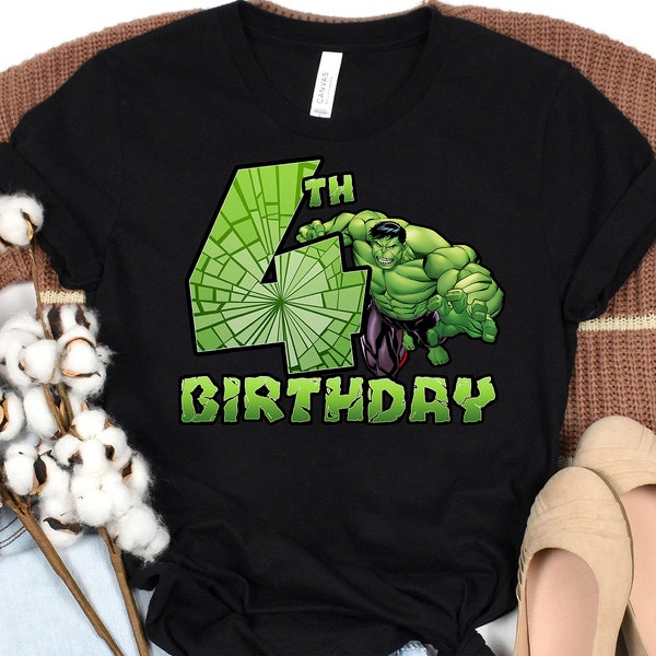 Marvel Avengers Hulk Smash 4th Birthday T-Shirt  , Disneyland Birthday Party Shirts, Family Matching Birthday Shirts