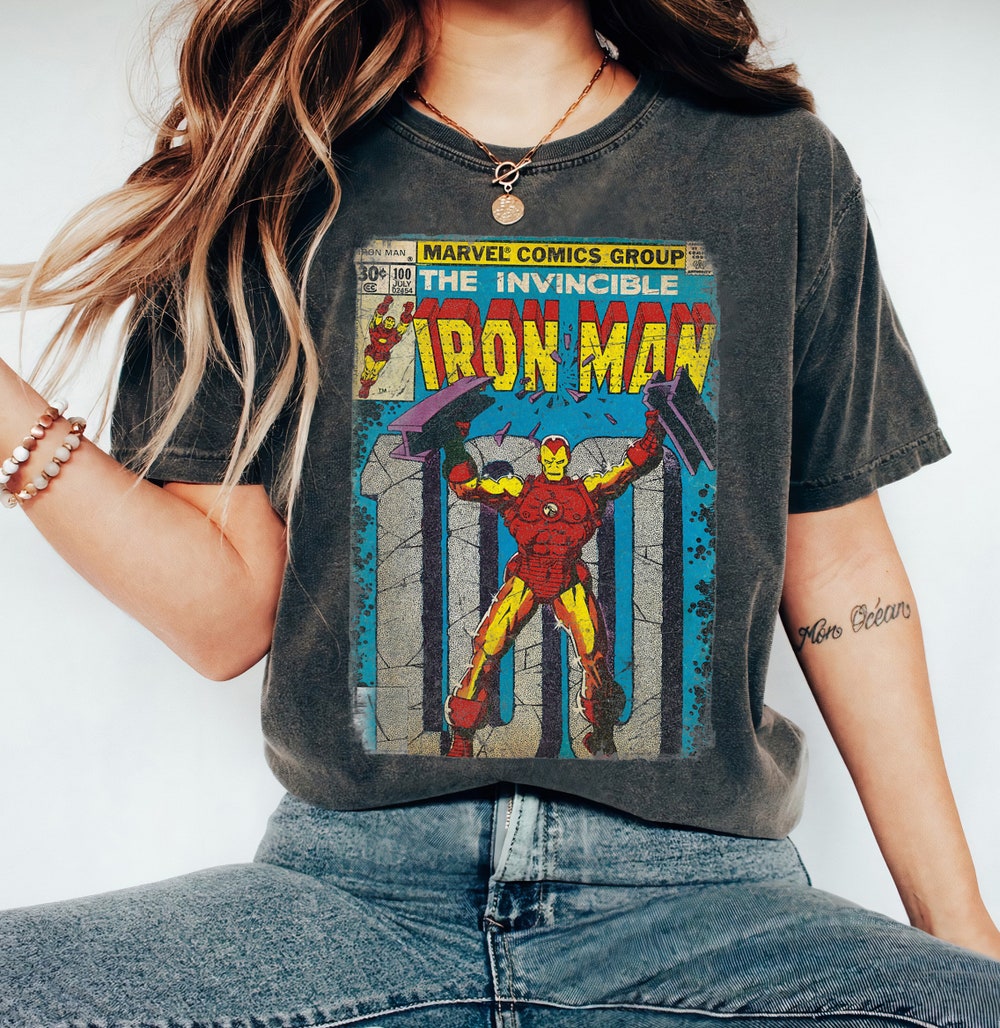 Marvel Iron Man Classic Retro Comic Vintage Cover Graphic T-Shirt, Disneyland Family Matching Shirt, Magic Kingdom, Wdw Epcot Theme Park Hoodyx Style