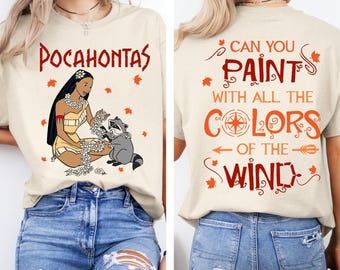 Maglietta retrò Disney Pocahontas Principessa, Maglietta Pocahontas Meeko Procione, Maglietta Disney Topolino, Maglietta coordinata per la famiglia Disneyland WDW
