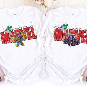 Marvel Characters Christmas Costume Shirt, Groot, Spider-Gwen, Spider-man, Hulk, Deadpool Xmas Lights, Disneyland Christmas Matching Shirt image 3