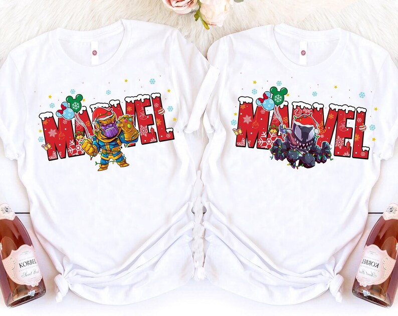 Marvel Characters Christmas Costume Shirt, Groot, Spider-Gwen, Spider-man, Hulk, Deadpool Xmas Lights, Disneyland Christmas Matching Shirt image 3