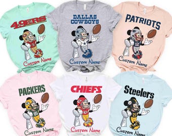 Personalized Disney Mickey Mouse Costume Shirt, All Teams Available Football Matching Shirts, Custom Football Team, Disney Football tee