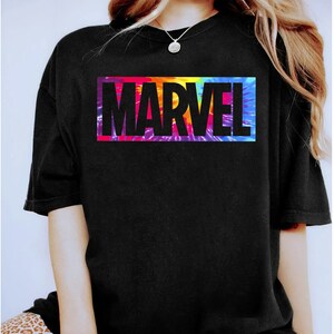 Maglietta con logo Marvel Tie Dye Box Logo, maglietta coordinata per la famiglia Disneyland, maglietta Magic Kingdom, maglietta WDW Epcot Theme Park
