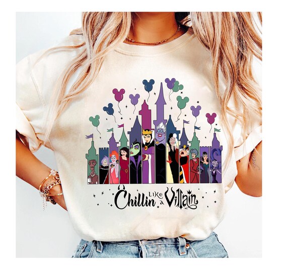 Disney Chillin Like A Villain Shirt, Bad Witches Club Castle Disney Villains Shirt, Female Villains Evil Friends Disney Girls Trip Tee