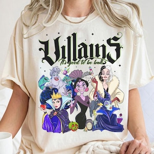 Vintage Disney Villains It&#39;s good to be bad Halloween shirt, Maleficent Ursula Evil Queen Cruella Female Villains Girls Trip Matching Shirt