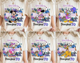 Disneyland 70th Anniversary Shirt, Disneyland Resort T-Shirt, Mickey and Friends Disneyland Castle Platinum Celebration 1955-2026 Tee