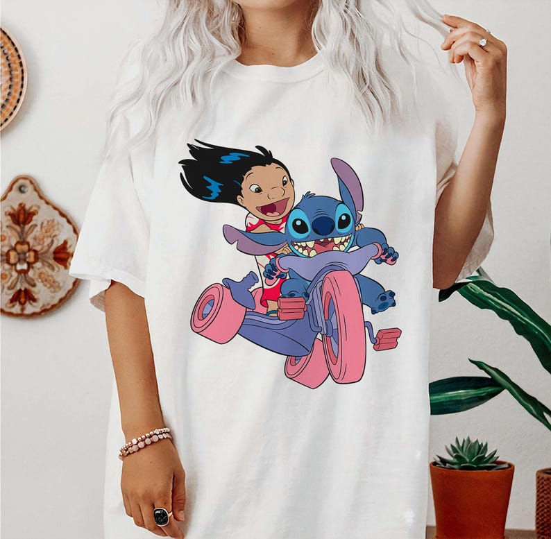 Disney Lilo And Stitch Bike Adventure Graphic Shirt, Disneyland Family Matching Shirt, Magic Kingdom Tee, WDW Epcot Theme Park image 2