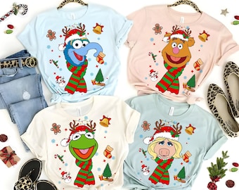 Kerstkostuumshirt Disney The Muppets-personages, aangepast Disney Family-kerstshirt, gepersonaliseerd Disneyland-kerstshirt