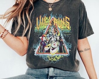 Camiseta retro de villanos de Disney: Maléfica, Úrsula, Reina Malvada, Hades, camiseta retro de villanos, camiseta familiar a juego de Disneyland WDW, Magic Kingdom