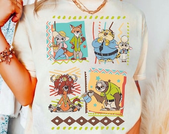 Retro 90s Disney Zootopia Protect The Herd Characters Shirt, Judy Hopps, Nick Wilde, Priscilla, Flash The Sloth Tee, Disneyland Family Trip