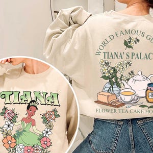 2-sided Disney Tiana&#39;s Palace T-shirt, Princess Tiana Flower Tea Cake Honey Shirt, The Princess and The Frog Tee, Disneyland Matching Shirt