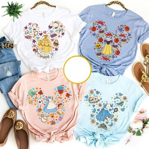 Disney Prinzessin Collage Shirt, Prinzessin Doodle Collage Shirt, Die Schöne und das Biest, Schneewittchen, Alice, Belle, Aschenputtel Shirt, Disney Shirt