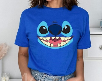 Disney Stitch-glimlachend shirt, Lilo & Stitch, Big Face Stitch Halloween-T-shirt, Spooky Season-T-shirt, Disneyland Halloween-familieshirt