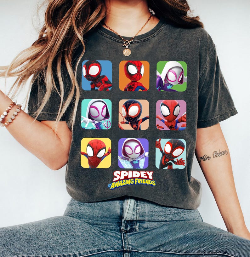 Marvel Spidey and His Amazing Friends Shirt, Spiderman Version Shirt, Spin and Ghost-Spider Marvel Shirt, Spiderman Family Matching Shirt image 3