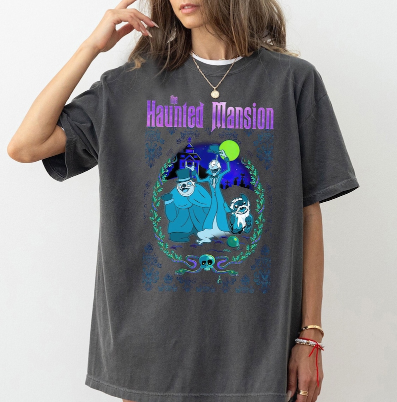 Disney Lilo and Stitch Characters Cosplay Haunted Mansion Hitchhiking Ghosts Shirt, Foolish Mortals Shirt, Disneyland Matching Family Shirts image 3