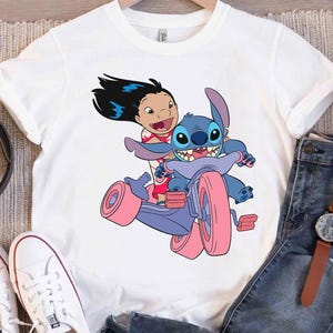 Disney Lilo And Stitch Bike Adventure Graphic Shirt, Disneyland Family Matching Shirt, Magic Kingdom Tee, WDW Epcot Theme Park image 1