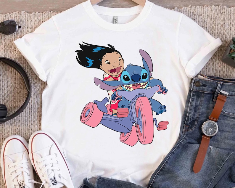 Disney Lilo And Stitch Bike Adventure Graphic Shirt, Disneyland Family Matching Shirt, Magic Kingdom Tee, WDW Epcot Theme Park image 1