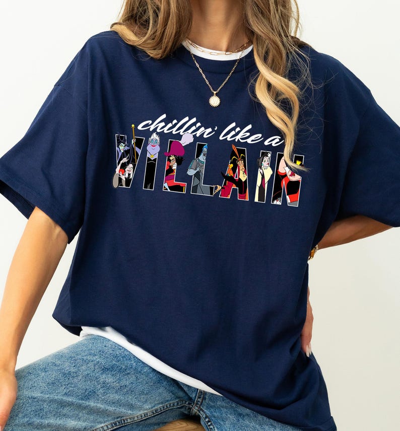 Disney Villains Chillin Like A Villain Cruella Ursula Evil Queen Captain Hook Shirt, Disneyland Family Matching Shirt, WDW Epcot Theme Park image 1