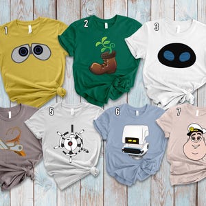 Maglietta con i costumi di Halloween di Wall-E ed Eve della Disney Pixar, maglietta con il contorno del viso di Eve e Wall-E, festa di Topolino non così spaventosa, abbinamento di Halloween Disney