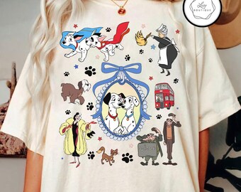 Coquette Bow Disney 101 Dalmatians Characters Shirt, Cruella De Vil Perdita Pongo Rolly Lucky Sweatshirt, Disneyland Family Vacation Shirt