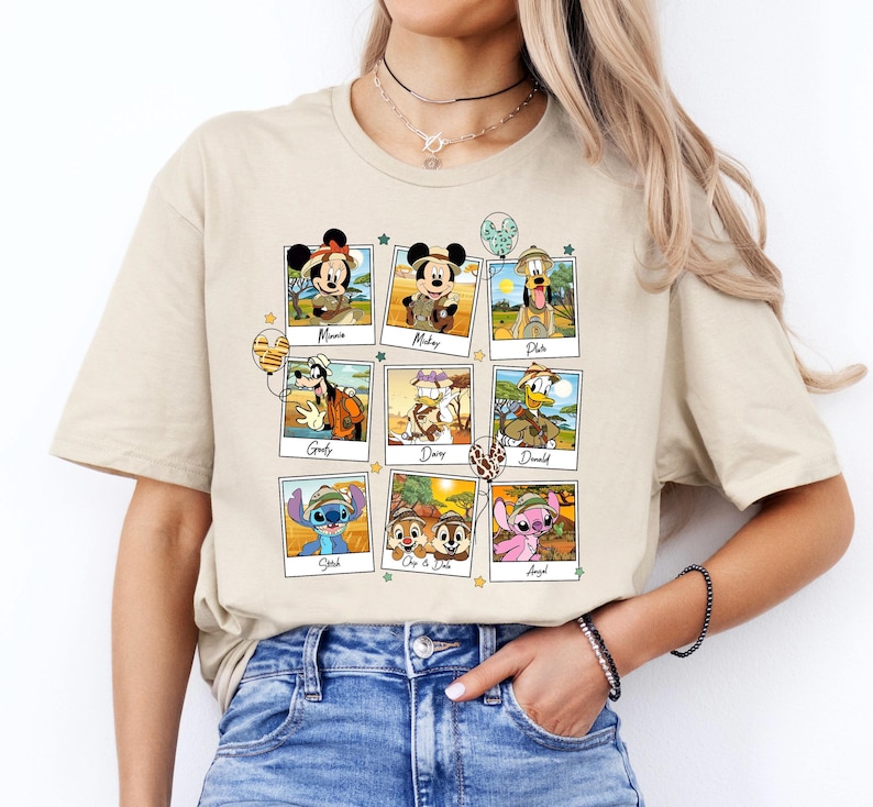Magliette Disney Topolino e amici Safari Animal Kingdom, Cip e Ciop, Stitch Angelo, magliette coordinate per la famiglia Disneyland, maglietta Disney Epcot immagine 2