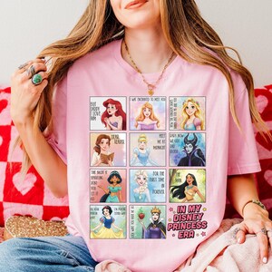 Koszulka z tekstem piosenki Disney In My Princess Era, koszulka z księżniczkami Disneya, Bellą, Arielką, Roszpunką, Aurorą, Kopciuszkiem, koszulka Disneyland Girls' Trip zdjęcie 2