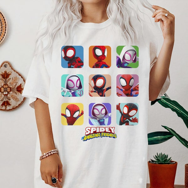 Marvel Spidey en zijn geweldige vrienden shirt, Spiderman versie shirt, Spin en Ghost-Spider Marvel shirt, Spiderman familie bijpassende shirt