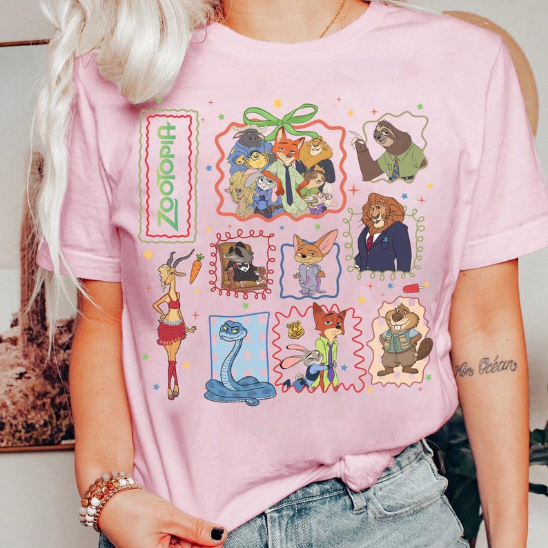 Coquette Bow Disney Zootopia 2 Characters Shirt, Judy Hopps Nick Wilde Gary De'Snake Tee, Zootropolis, Disneyland Family 2026 Trip Shirt image 4