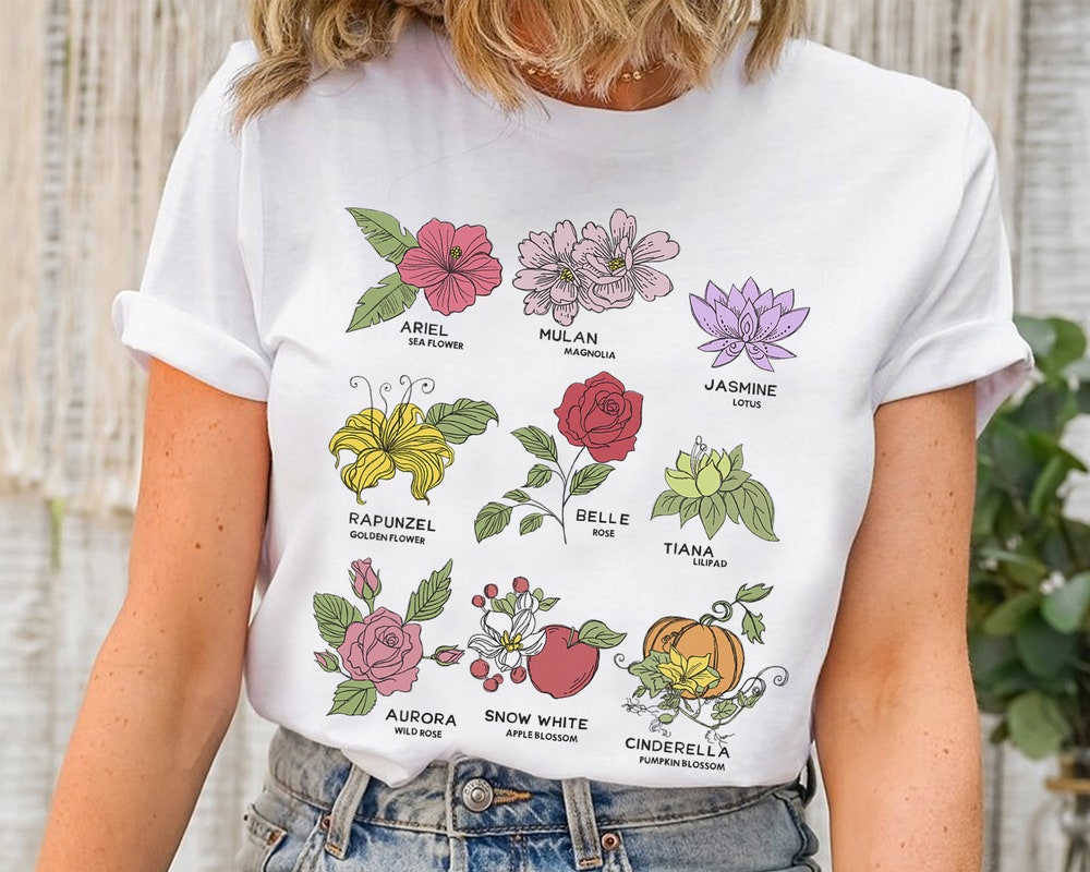Disney Princesses Types Of Flowers T-Shirt, Disneyland Family Matching Shirt, Magic Kingdom Shirt, Wdw Epcot Theme Park
