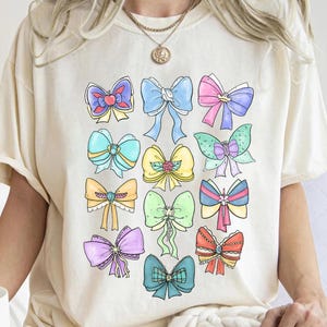 Disney Princess Cute Ribbons And Bows Pastel Colors Logo T-Shirt, Disney Princess Coquette Bow Shirt, Princess Bow Shirt, Disneyland Tee