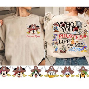 2-sided Mickey & Friends Disney Pirates Shirt, Pirates of Caribbean Yo Ho Yo Ho A Pirate&#39;s Life for Me 2025 Shirt, Disney Pirate Cruise Tee