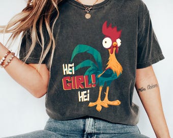 ディズニー モアナ ヘイヘイ チキン ヘイガール ヘイ Tシャツ、ヘイヘイ ニワトリ、WDW ディズニーランド旅行ギフト、ディズニー お揃いファミリーシャツ、マジックキングダム