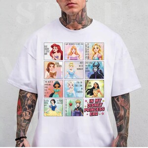 Koszulka z tekstem piosenki Disney In My Princess Era, koszulka z księżniczkami Disneya, Bellą, Arielką, Roszpunką, Aurorą, Kopciuszkiem, koszulka Disneyland Girls' Trip zdjęcie 3