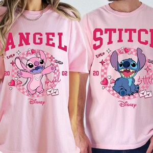Disney Mickey en Minnie Love Hearts Valentine-shirt, Stitch & Angel Valentine-shirts, Max Roxanne-T-shirts voor koppels, bijpassende T-shirts voor Disney-koppels afbeelding 3
