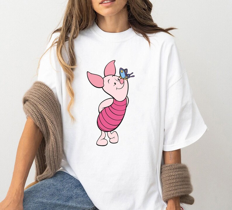 Disney Winnie the Pooh Cute Piglet With Butterfly T-shirt, Piglet ...