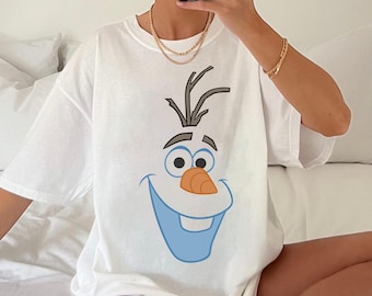 Koszulka Disney Frozen Olaf Big Face Cartoon, Koszulka Olaf, Koszulka rodzinna Disneyland, Koszulka Magic Kingdom, Park rozrywki WDW Epcot