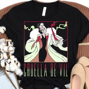 Disney 101 Dalmatians Cruella De Vil Portrait Box Up T-Shirt, Disneyland Family Matching Shirt, Magic Kingdom Tee, WDW Epcot Theme Park