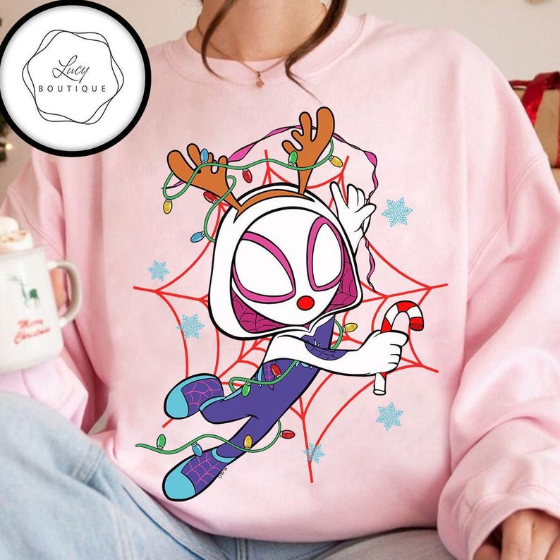 Marvel Spidey and His Amazing Friends Christmas Lights Shirt, Spiderman Gwen Miles Morales Christmas Shirt, Marvel Xmas Family Matching Tee image 4