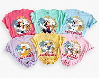 Personalized Mickey and Friends Disney Cruise Shirt, Vintage Disney Family Cruise Vacation 2025 Tee, Cruise Line Cruise Shirts, Cruise Life
