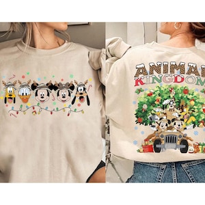 Maglietta Disney Topolino e amici Animal Kingdom con luci di Natale, Maglietta Wild About Christmas, Maglietta abbinata a Disneyland, Magic Kingdom