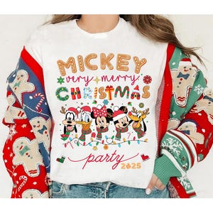 Disney Mickey&#39;s Very Merry Christmas Party 2025 Christmas Lights Shirt, Disneyland Christmas Family Matching Shirt, Xmas Party Gift Sweater