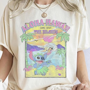 Disney Lilo och Stitch Aloha Hawaii Besök öarna T-shirt, Disneyland semesterresa, matchande familjetröja, Magic Kingdom-tröja