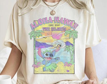 Disney Lilo and Stitch Aloha Hawaii Come Visit The Islands T-Shirt, Disneyland Vacation Trip, Matching Family Shirt, Magic Kingdom Shirt
