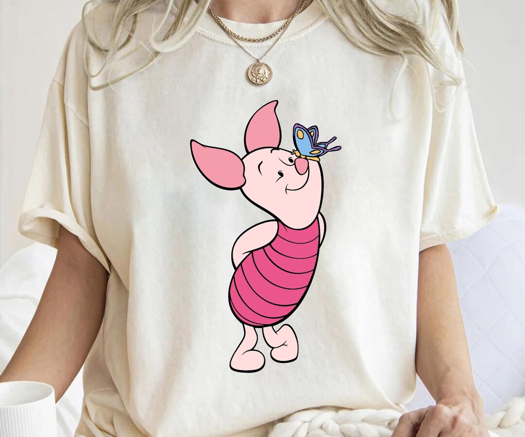 Disney Winnie the Pooh Cute Piglet With Butterfly T-shirt, Piglet ...