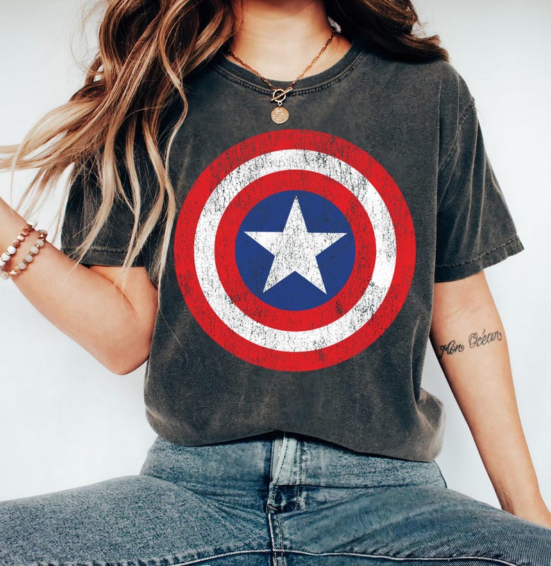 Marvel Captain America Shield Logo Shirt, Disneyland Family Matching Shirt, Magic Kingdom Tee, WDW Epcot Theme Park Shirt image 2