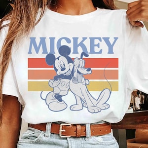 Disney Mickey Mouse and Pluto Mickey And Friends Pluto Retro Line T-Shirt, Magic Kingdom, Disneyland Family Matching Shirt, Birthday Gifts