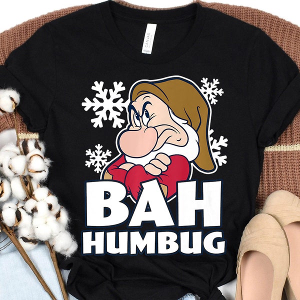 Disney Grumpy Bah Humbug Blancanieves y los siete enanitos camisa de Navidad, camisas familiares a juego de Navidad de Disneyland, camisa del escuadrón de Navidad