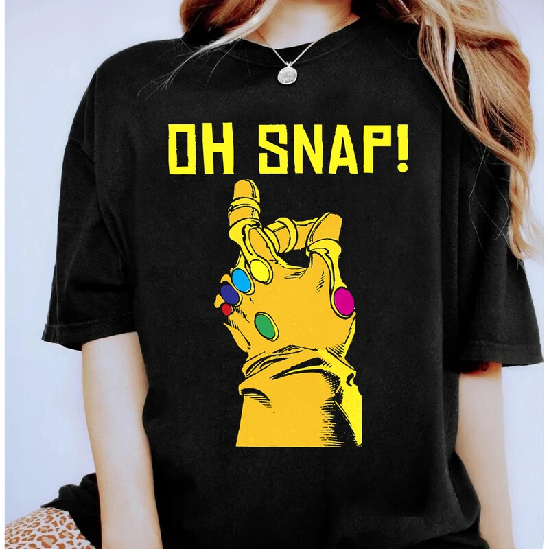 Camiseta Marvel Avengers Infinity War Thanos - Mujer, Algodón 100%, Estampado Del Guantelete Del Infinito