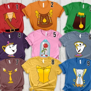 Disney Beauty and The Beast Face Outline Family Matching Shirt, Beauty and The Beast Halloween Shirt, Disney Birthday Crew Matching Shirt